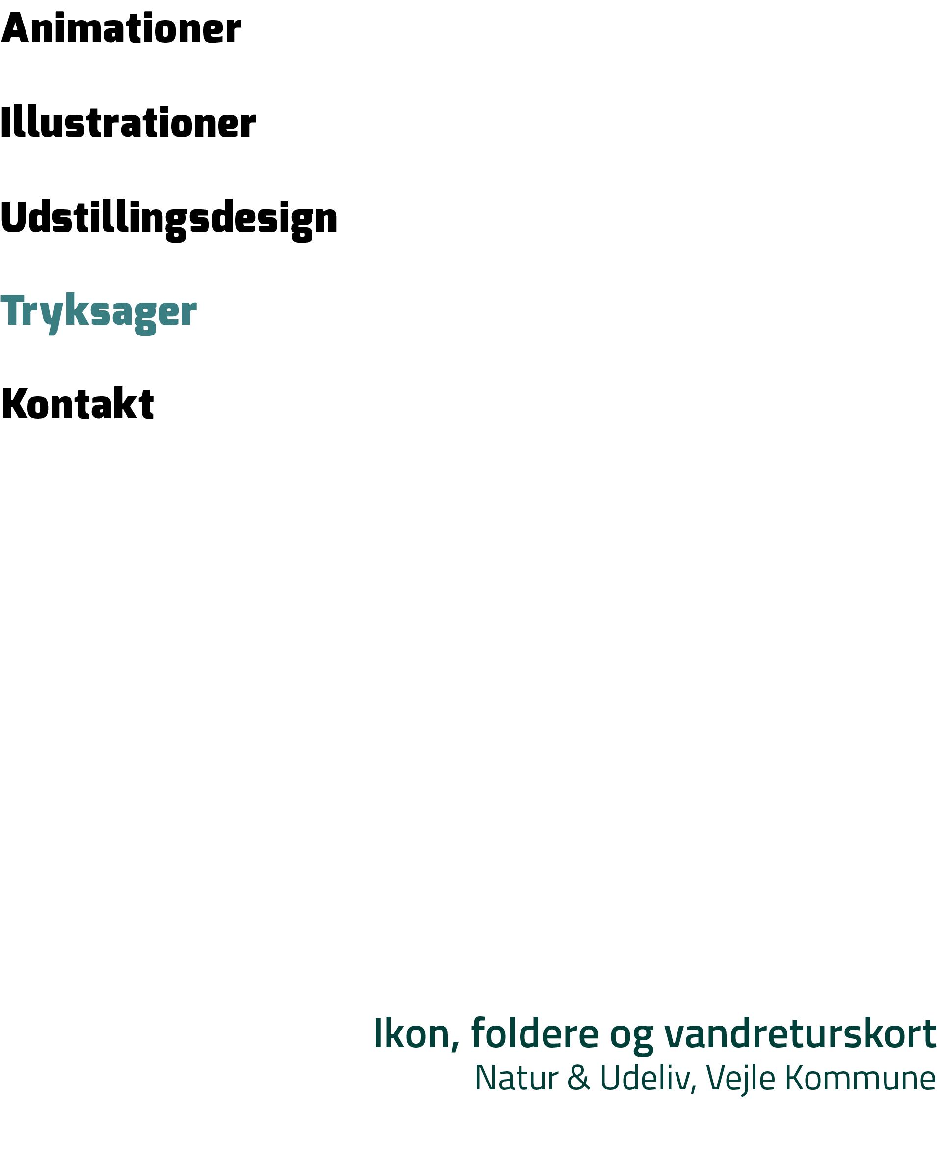Udstillingsdesign,Animationer,Illustrationer,Tryksager,Kontakt,Ikon, foldere og vandreturskort Natur & Udeliv, Vejle ...